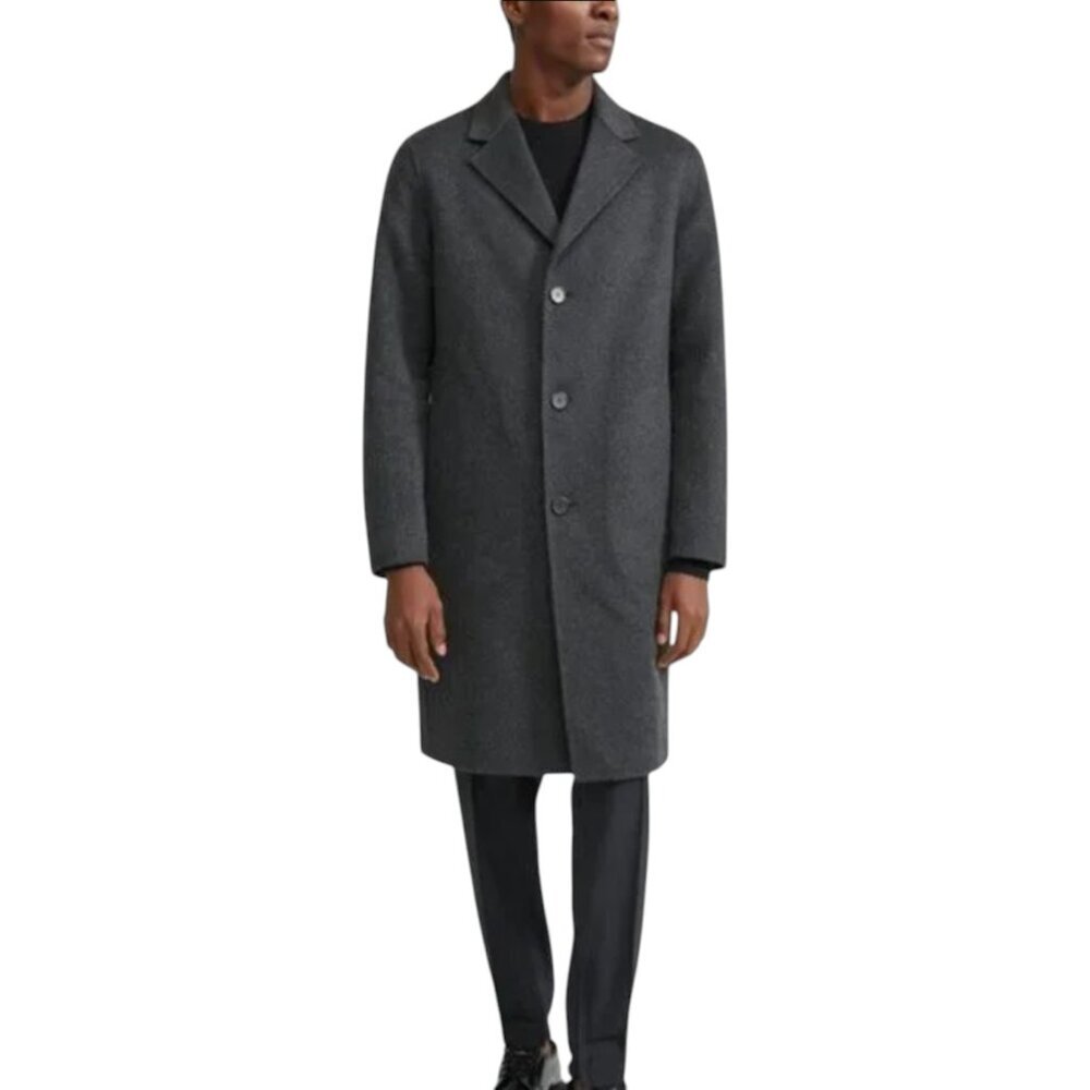 NWT THEORY Wool Cashmere Long Coat Delancey Double Faced Tailored Grey Winter - Picture 3 of 16